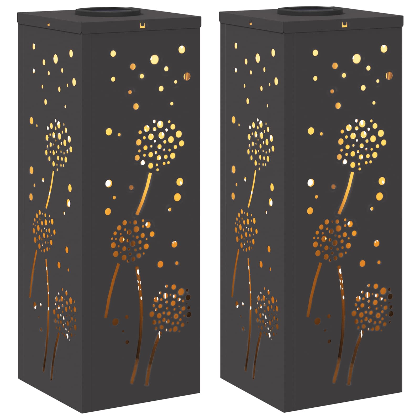 Solar LED Pathway Light 2 pcs Black Cold Rolled Steel