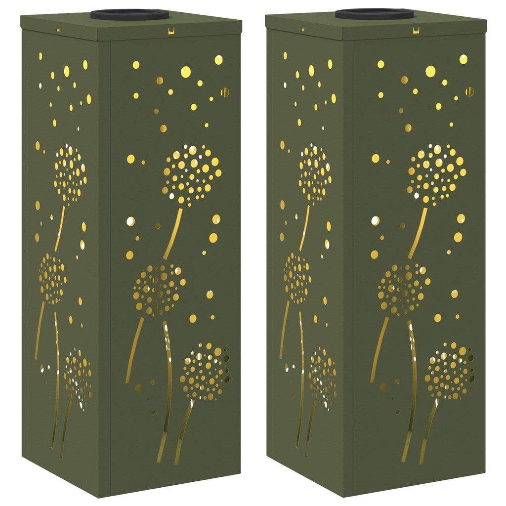 Solar LED Pathway Light 2 pcs Olive Green Cold Rolled Steel