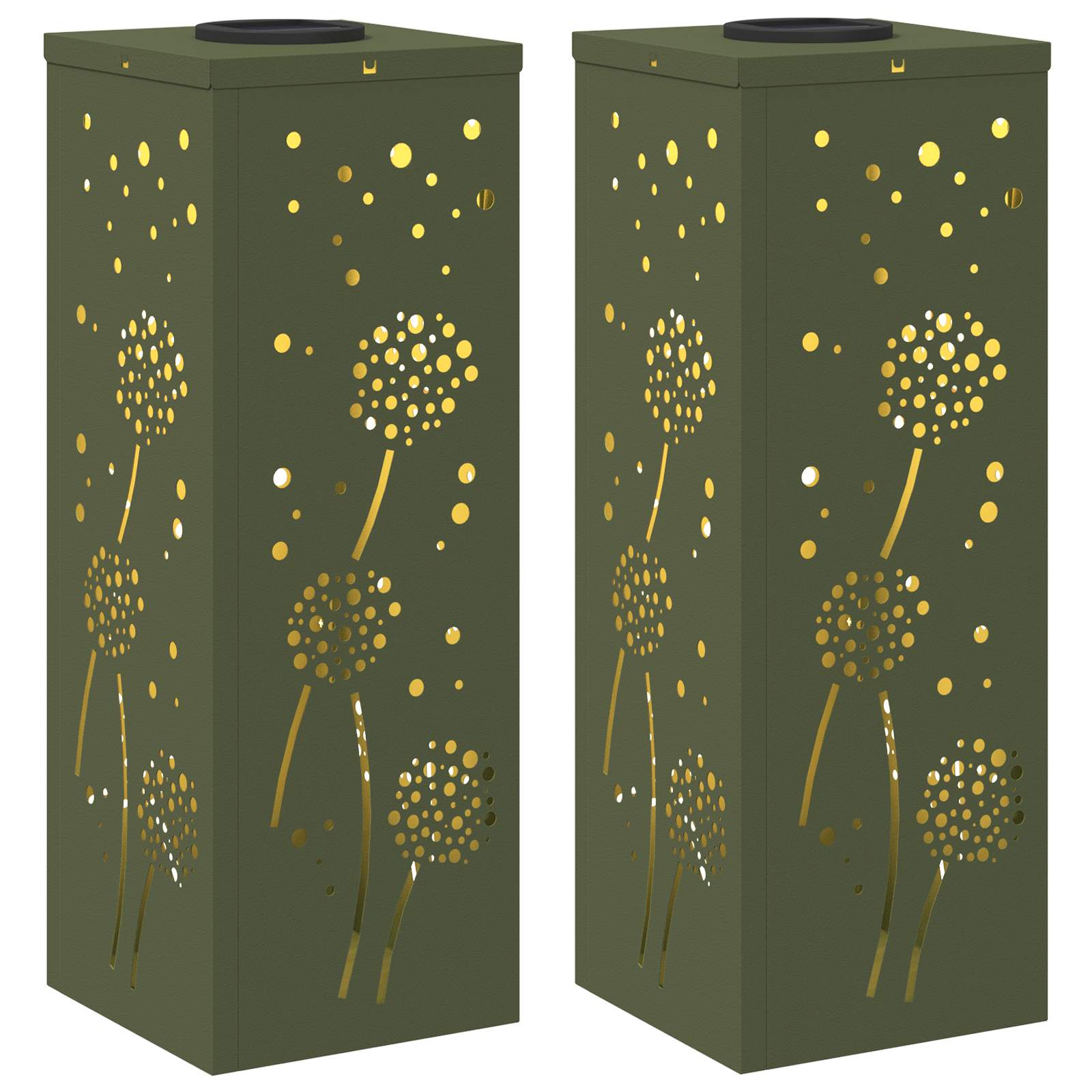 Solar LED Pathway Light 2 pcs Olive Green Cold Rolled Steel