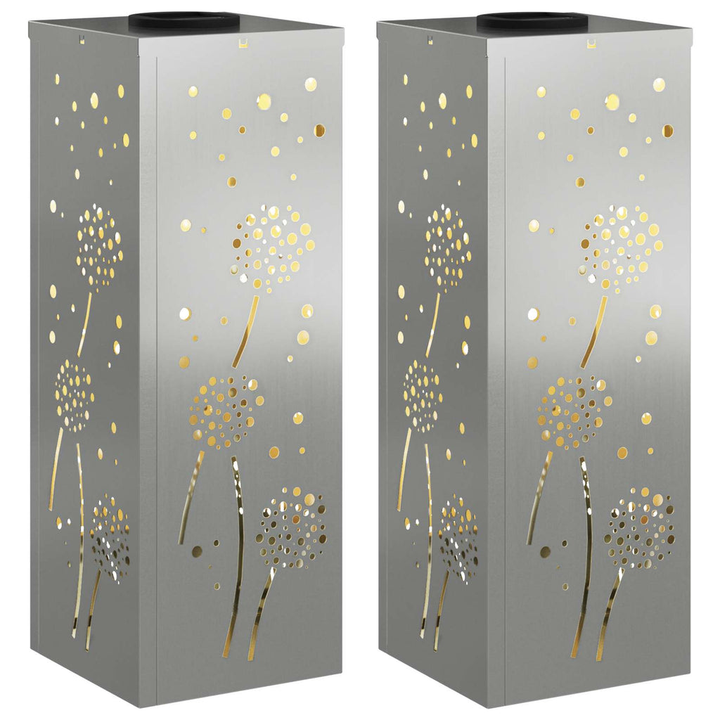 Solar LED Pathway Light 2 pcs Galvanized Galvanized