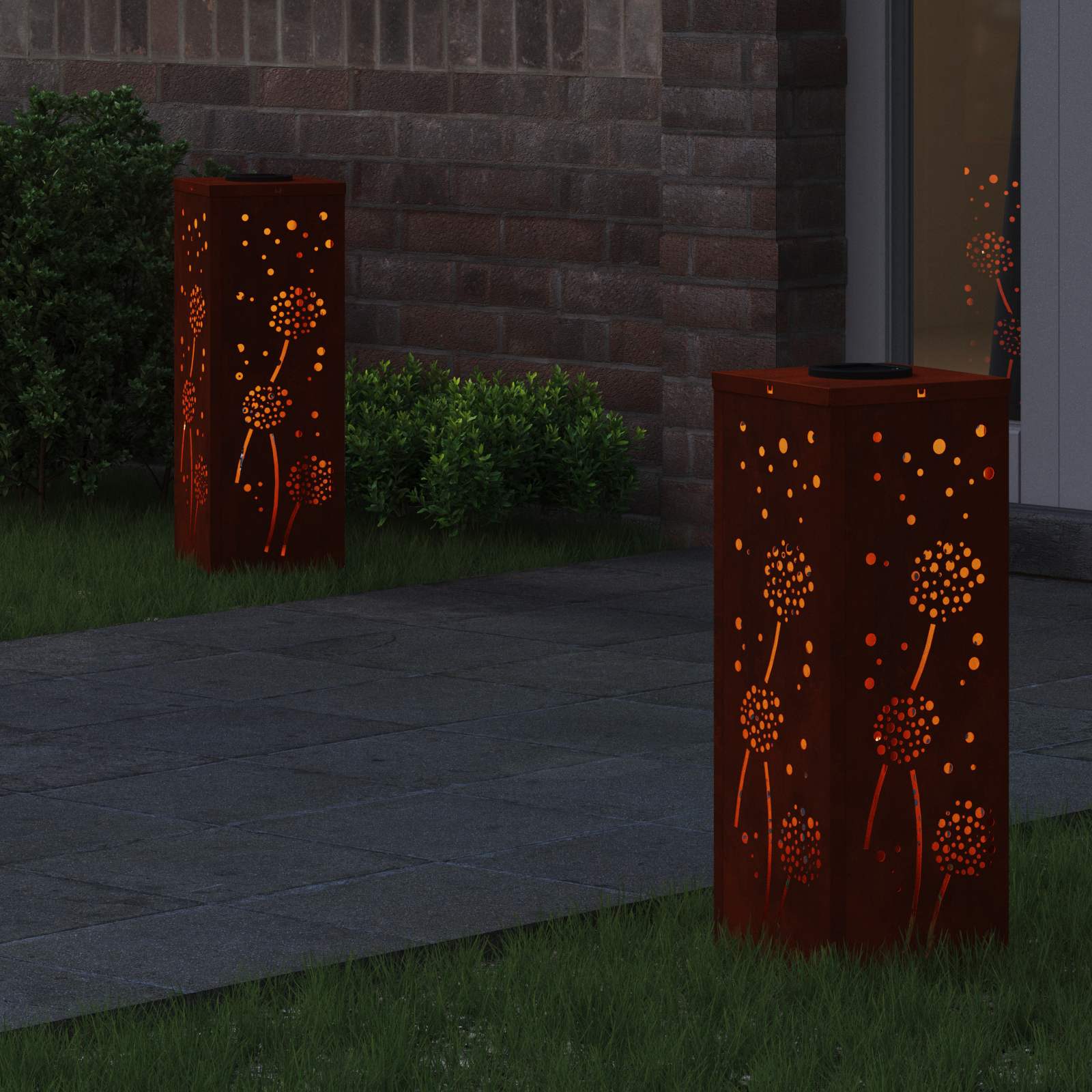 Solar LED Pathway Light 2 pcs Corten Steel Corten Steel