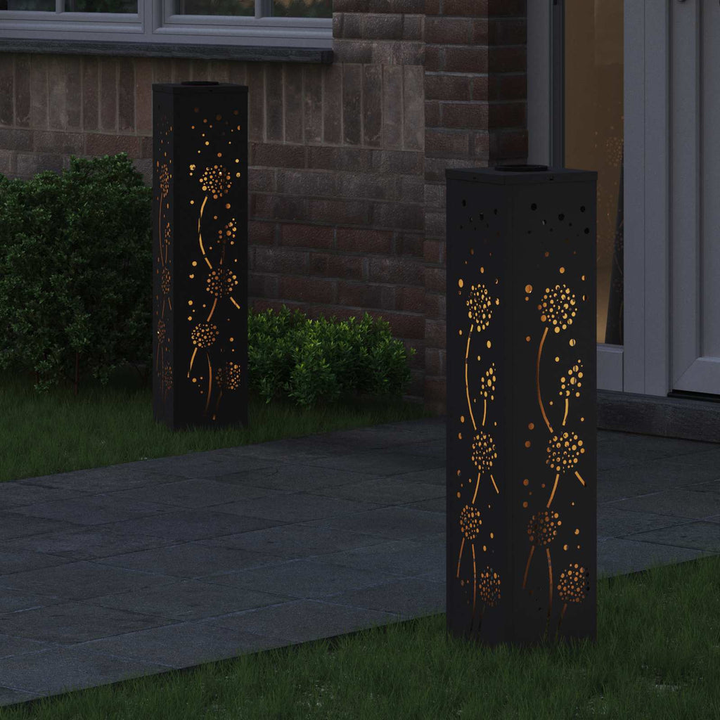 Solar LED Pathway Light 2 pcs Black Cold Rolled Steel