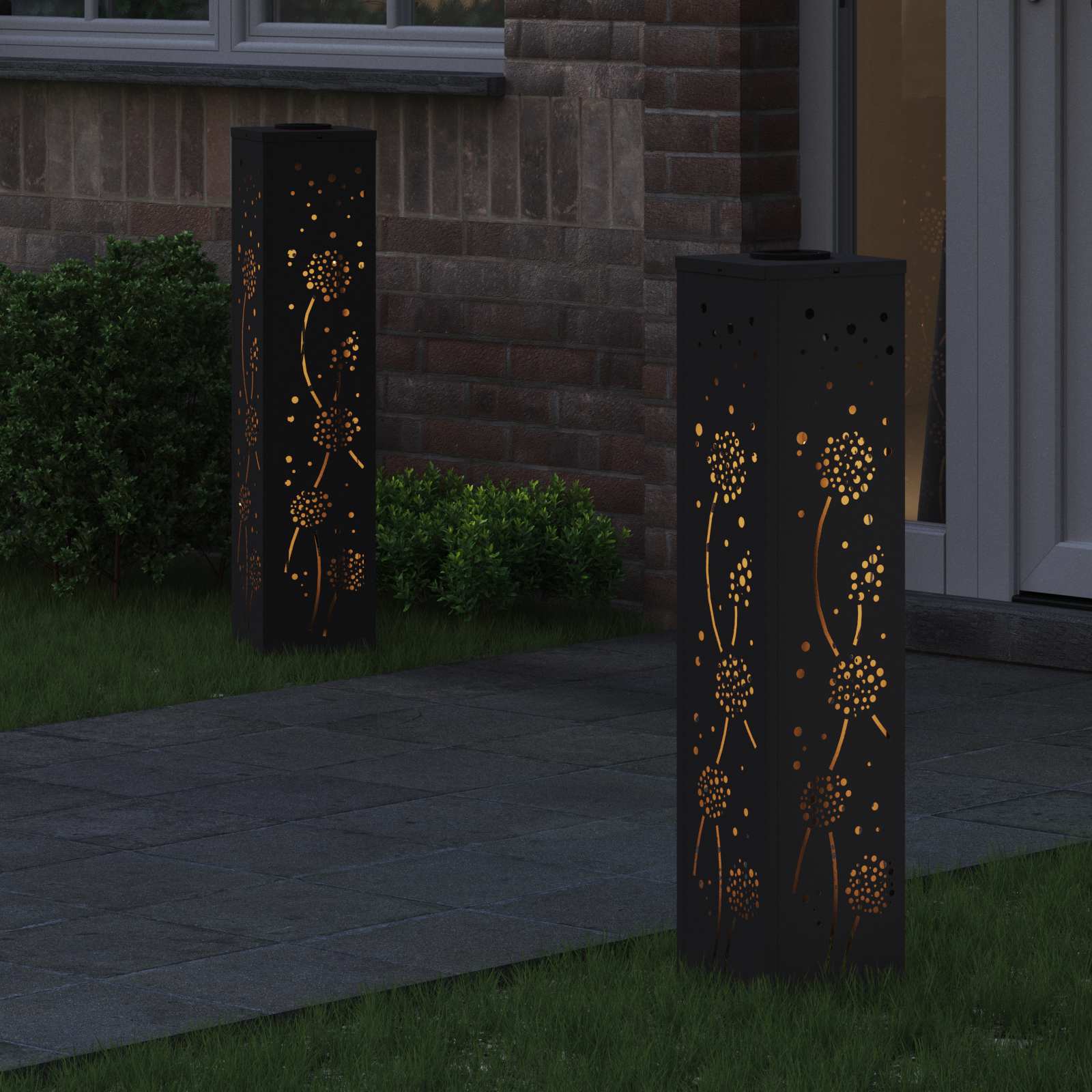 Solar LED Pathway Light 2 pcs Black Cold Rolled Steel