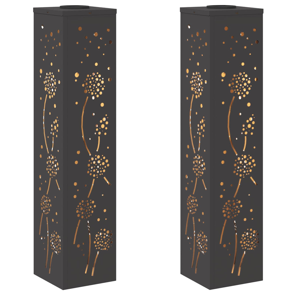 Solar LED Pathway Light 2 pcs Black Cold Rolled Steel