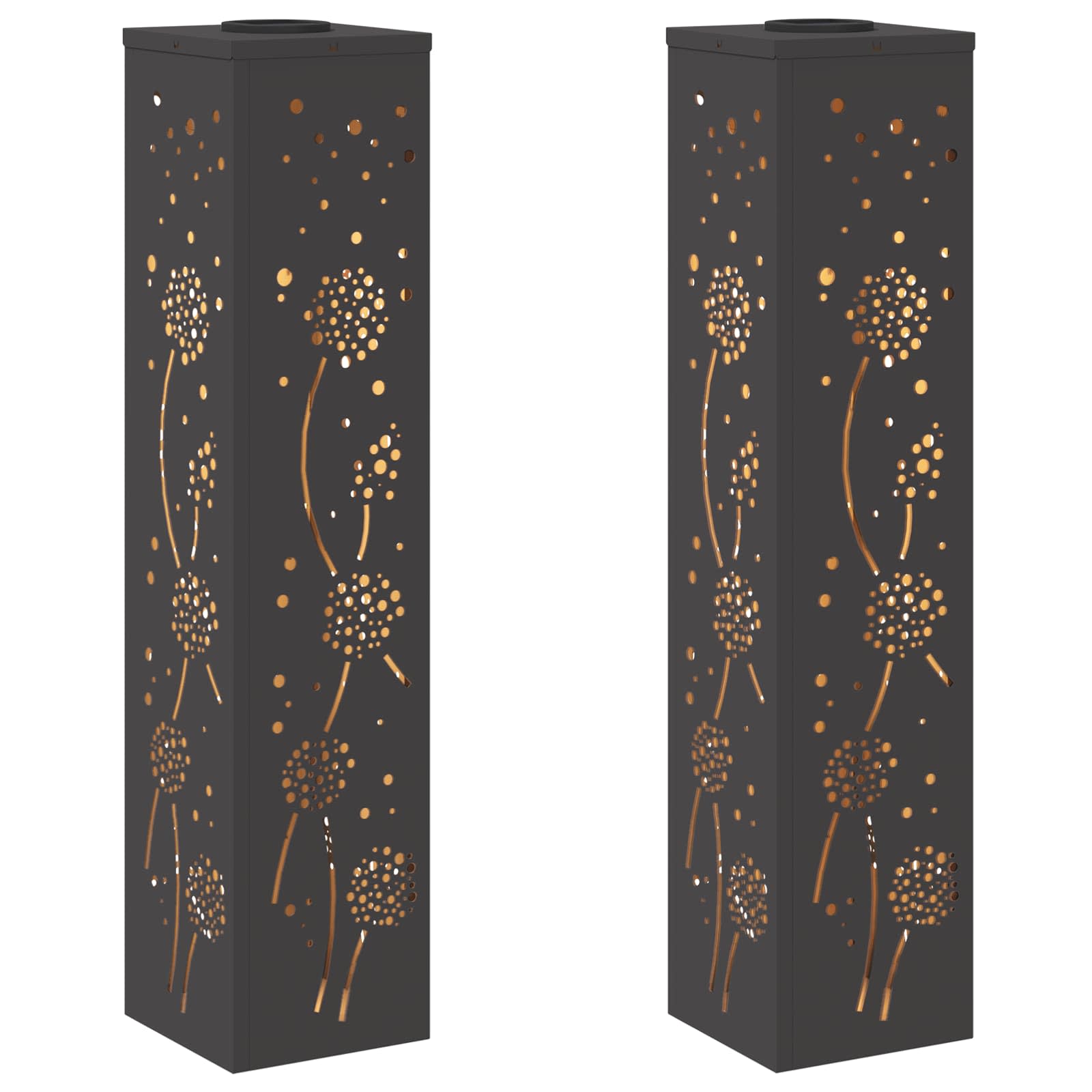 Solar LED Pathway Light 2 pcs Black Cold Rolled Steel