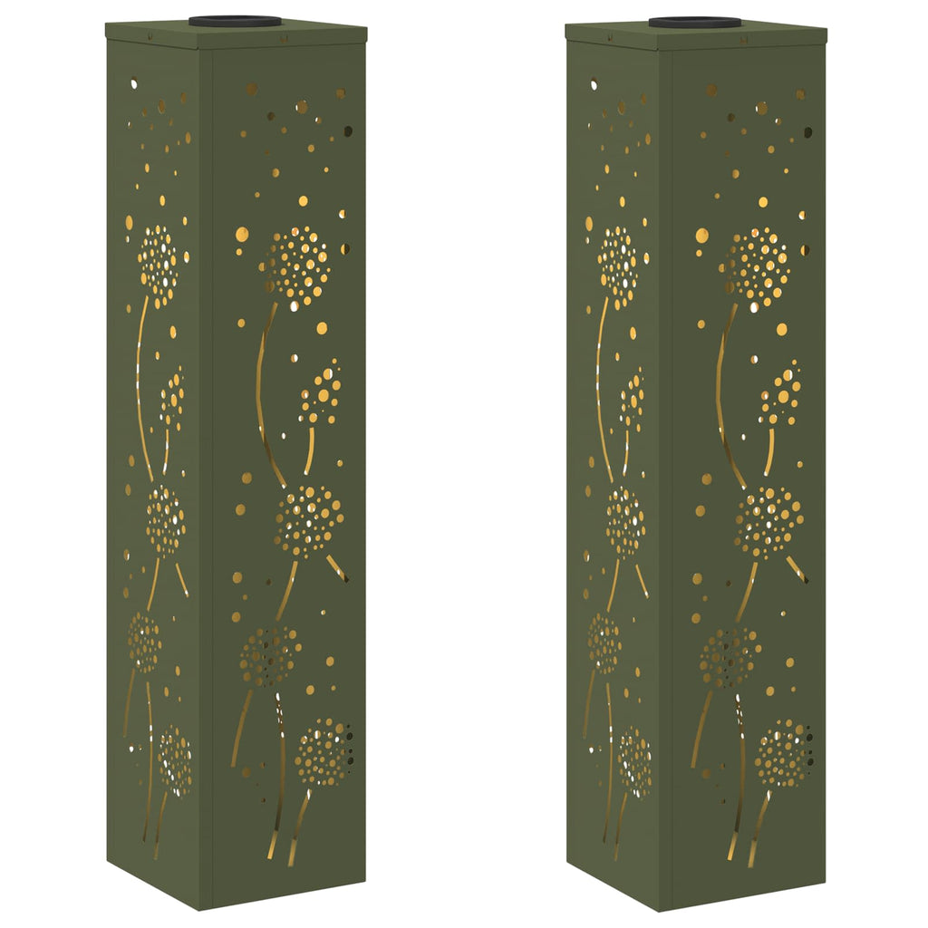 Solar LED Pathway Light 2 pcs Olive Green Cold Rolled Steel
