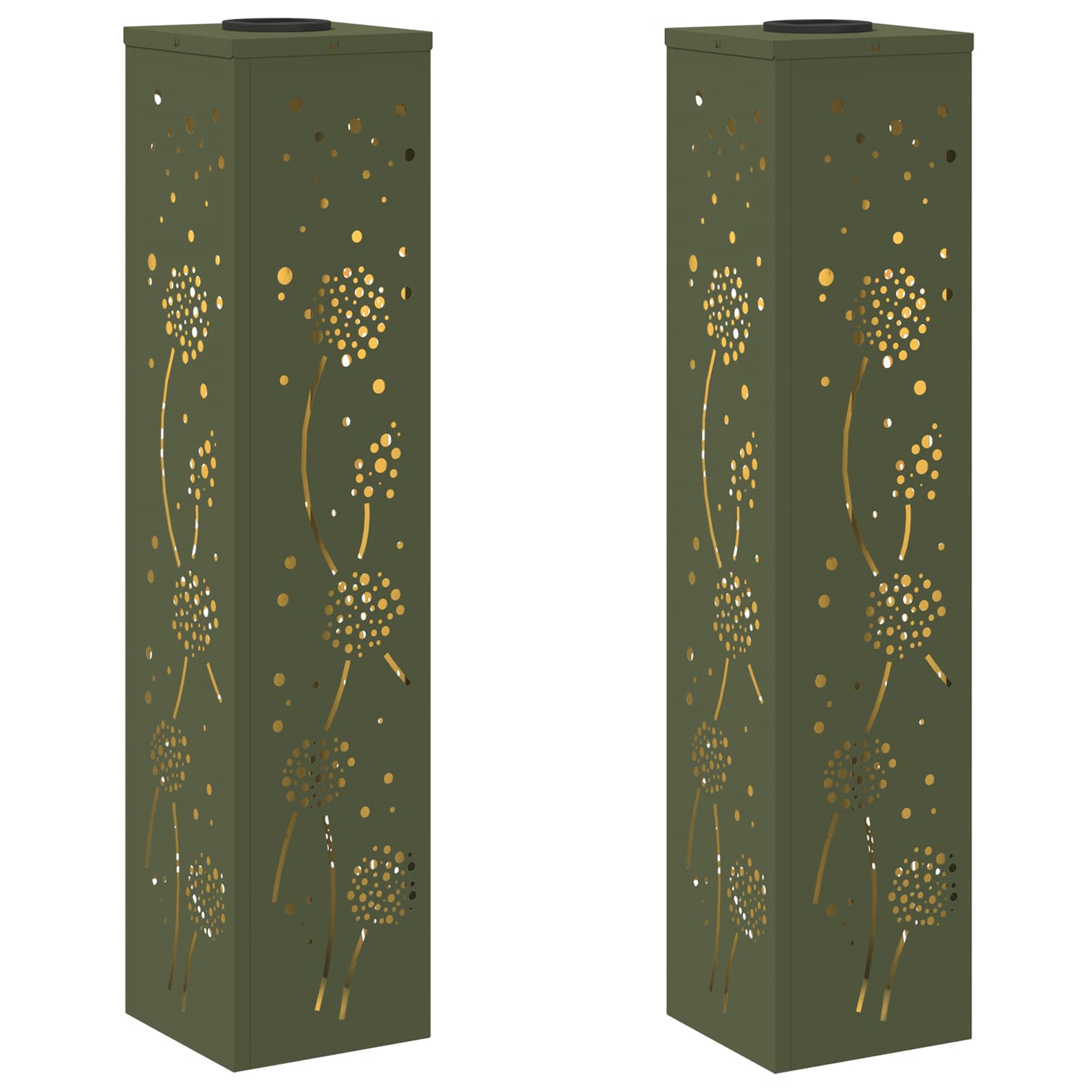 Solar LED Pathway Light 2 pcs Olive Green Cold Rolled Steel