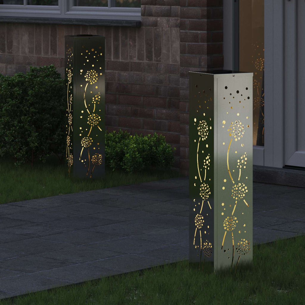 Solar LED Pathway Light 2 pcs Galvanized Galvanized