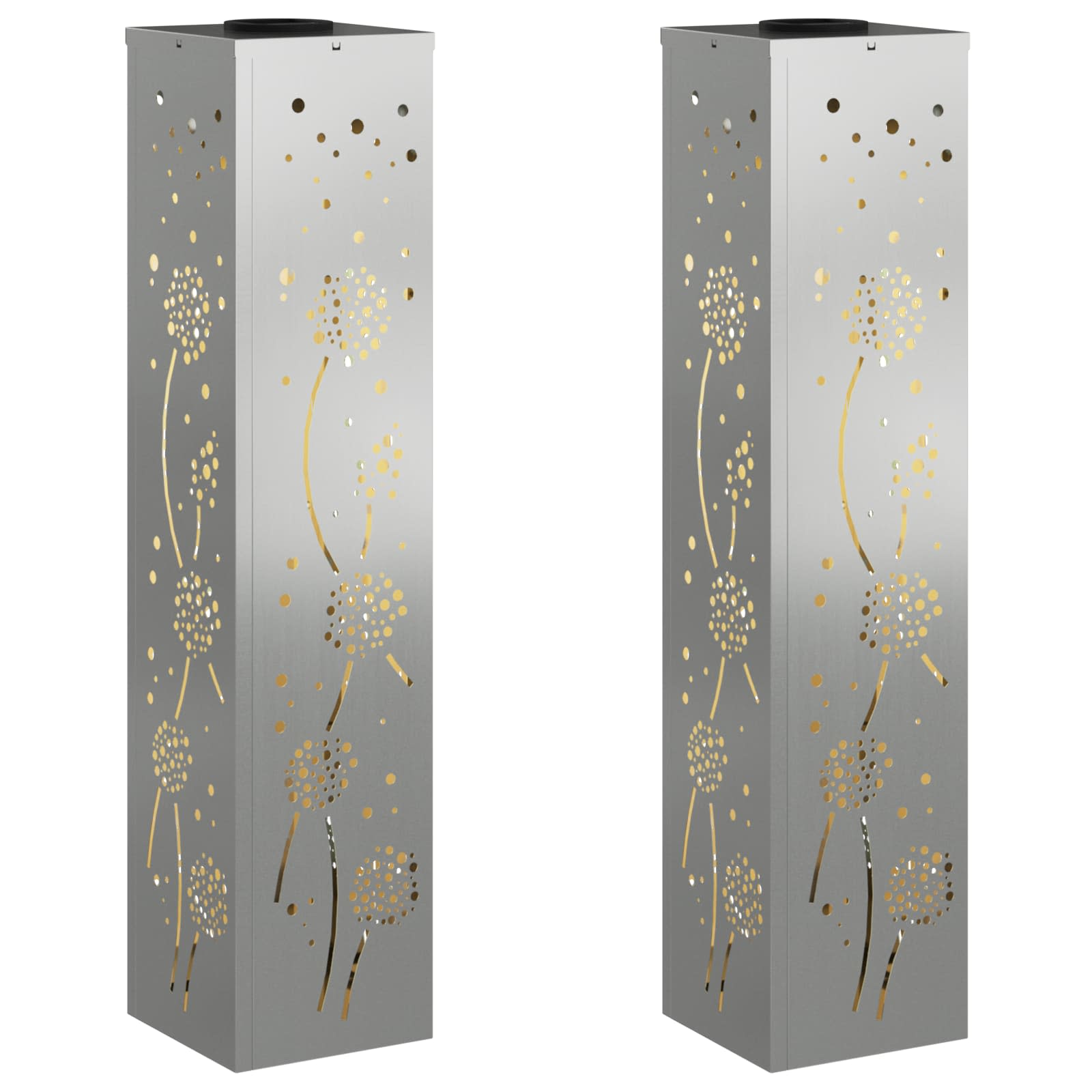 Solar LED Pathway Light 2 pcs Galvanized Galvanized