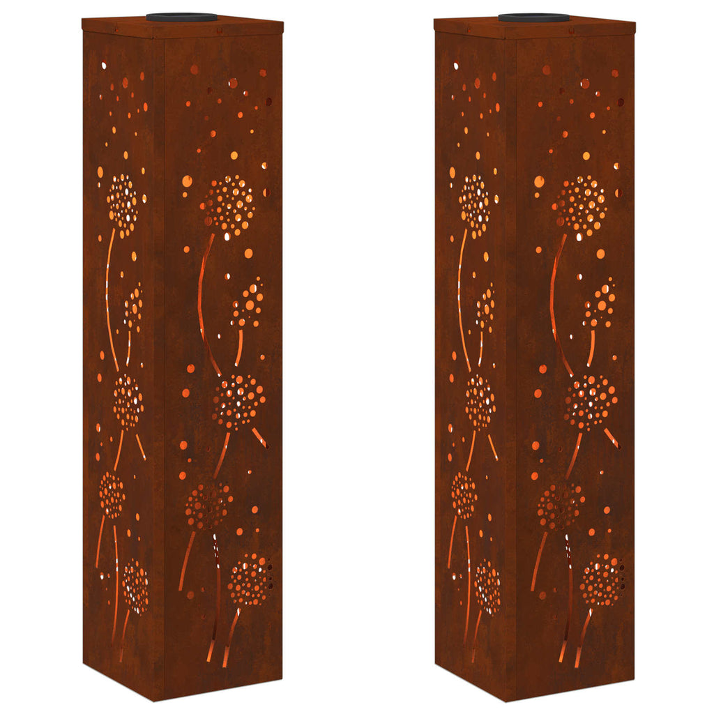 Solar LED Pathway Light 2 pcs Corten Steel Corten Steel