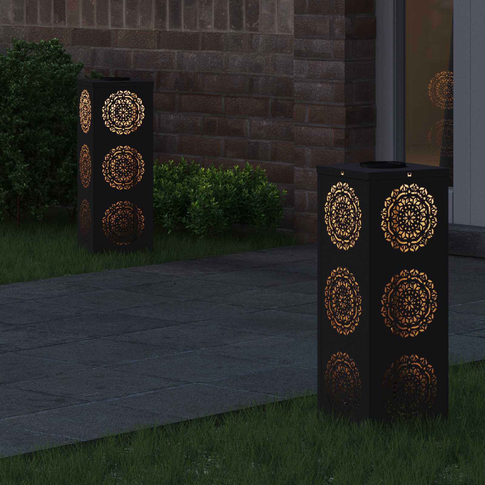 Solar LED Pathway Light 2 pcs Black Cold Rolled Steel