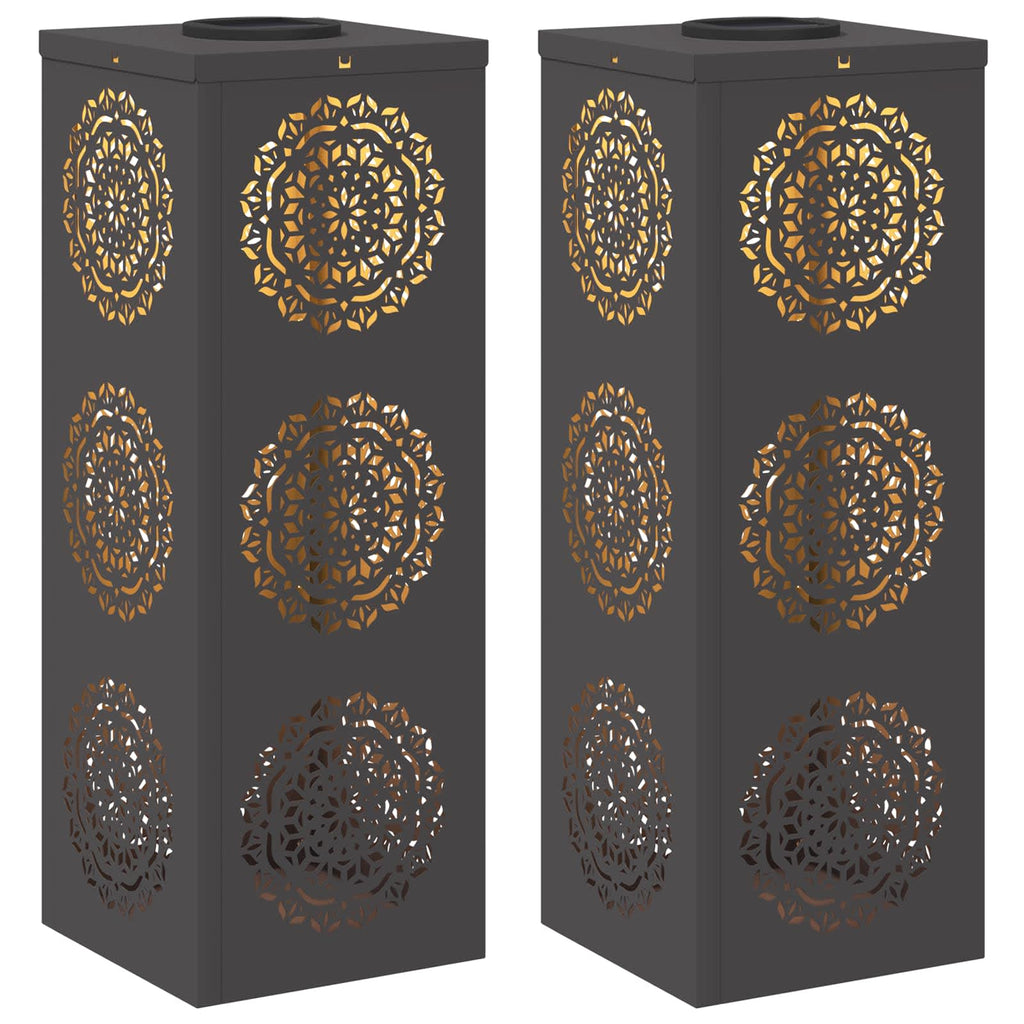 Solar LED Pathway Light 2 pcs Black Cold Rolled Steel