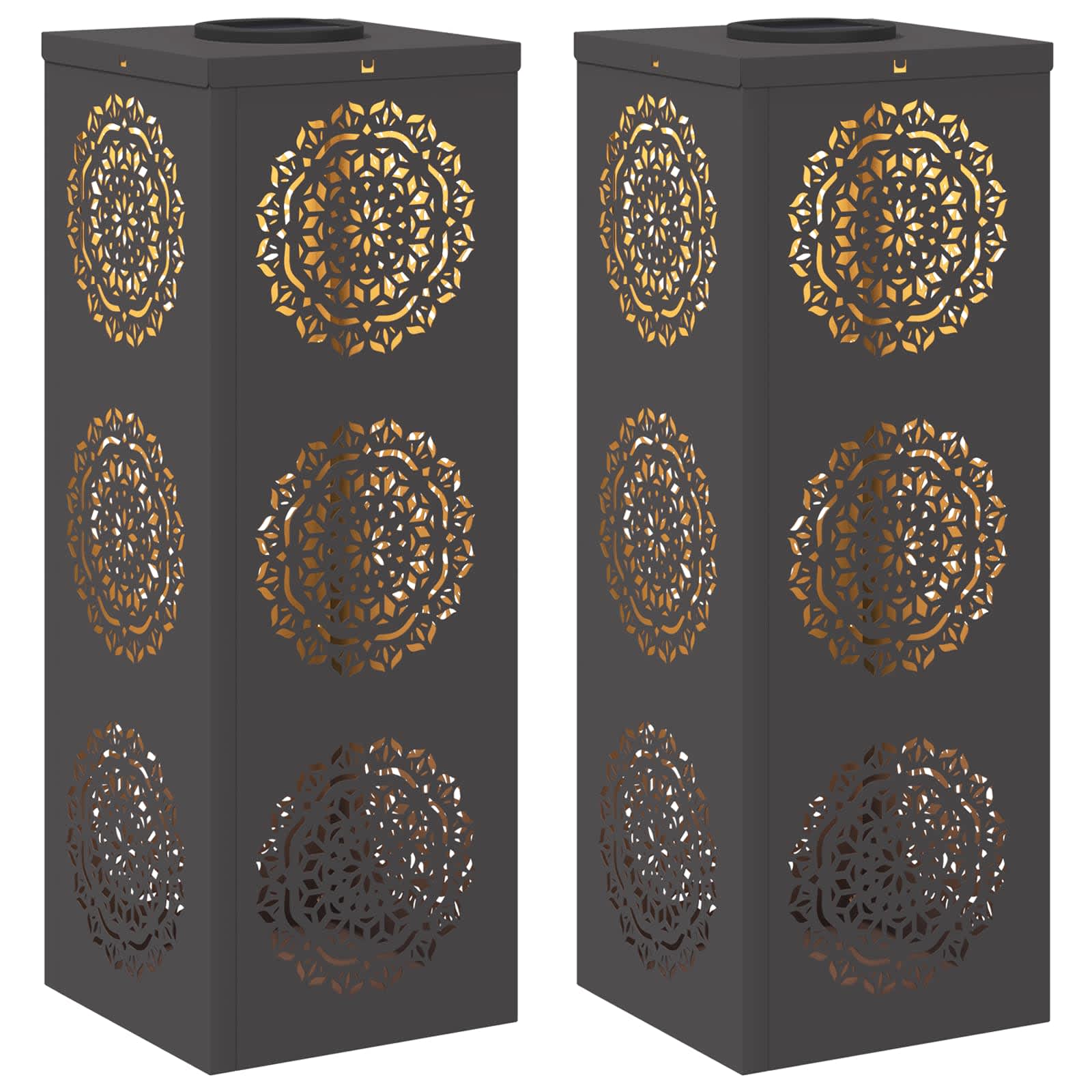 Solar LED Pathway Light 2 pcs Black Cold Rolled Steel