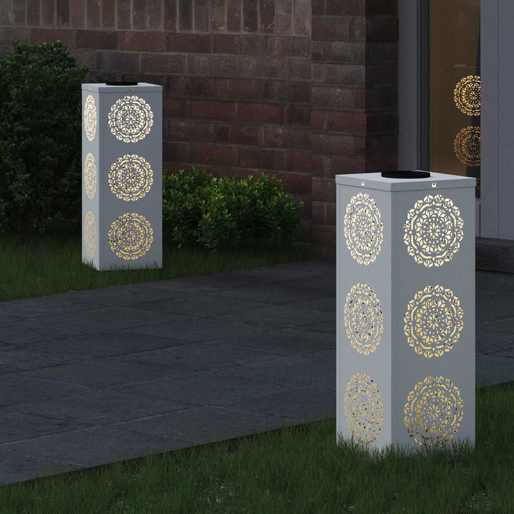 Solar LED Pathway Light 2 pcs White Cold Rolled Steel