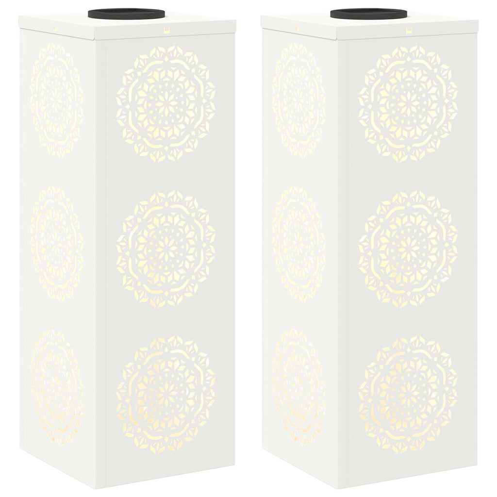 Solar LED Pathway Light 2 pcs White Cold Rolled Steel