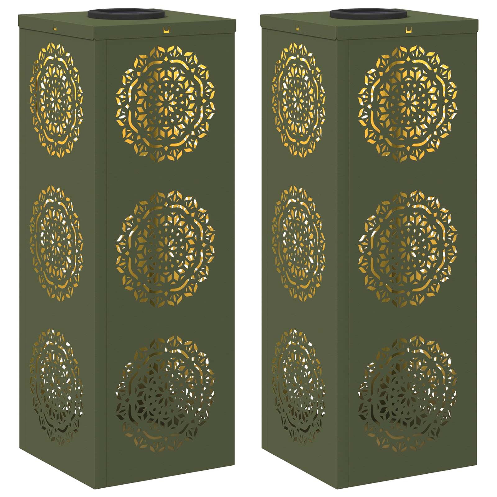 Solar LED Pathway Light 2 pcs Olive Green Cold Rolled Steel