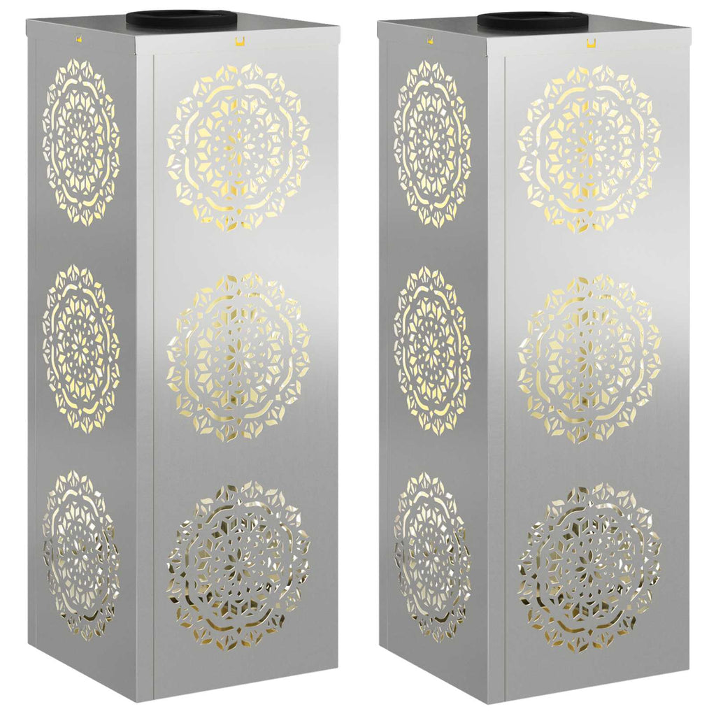 Solar LED Pathway Light 2 pcs Galvanized Galvanized