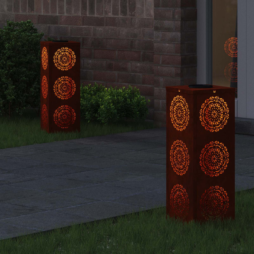 Solar LED Pathway Light 2 pcs Corten Steel Corten Steel