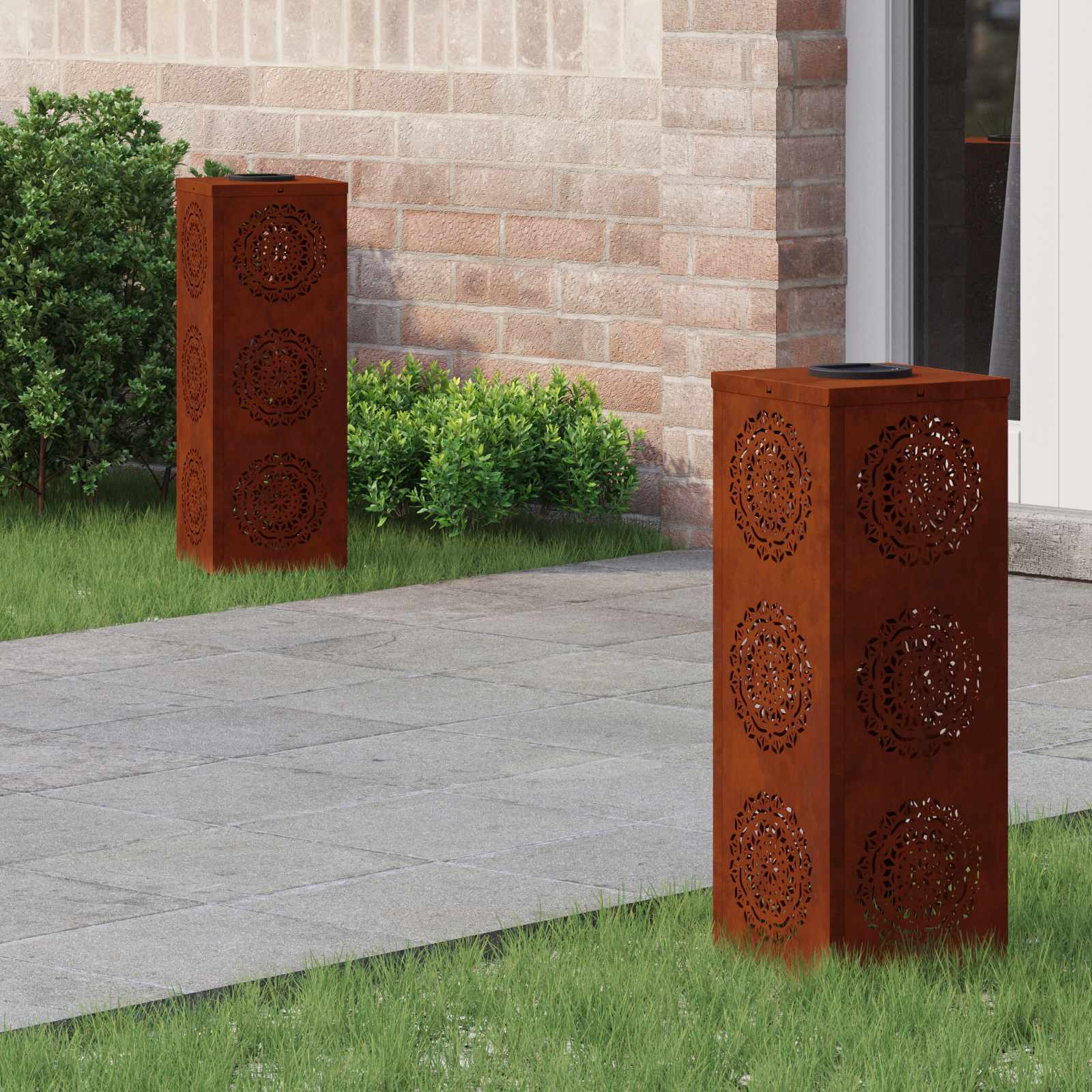 Solar LED Pathway Light 2 pcs Corten Steel Corten Steel
