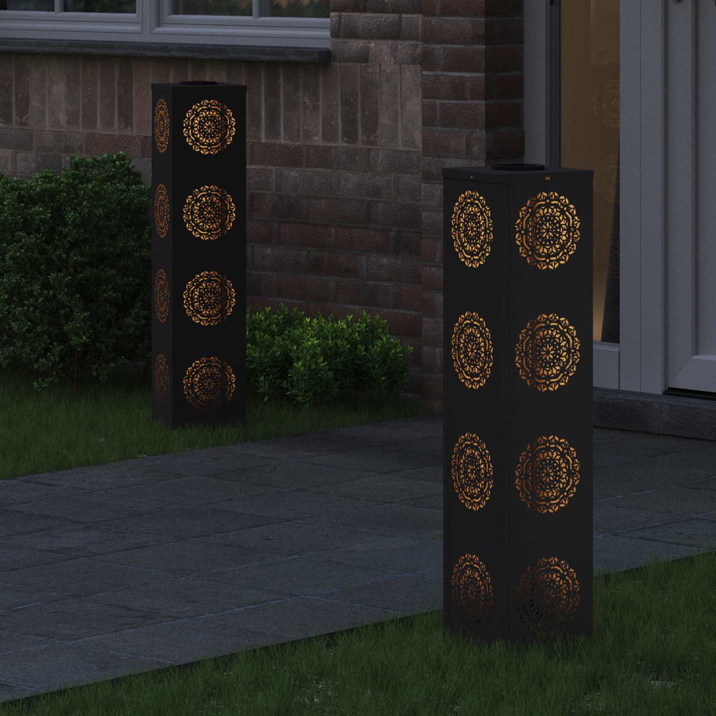 Solar LED Pathway Light 2 pcs Black Cold Rolled Steel