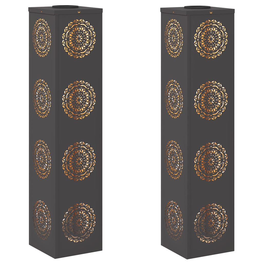 Solar LED Pathway Light 2 pcs Black Cold Rolled Steel