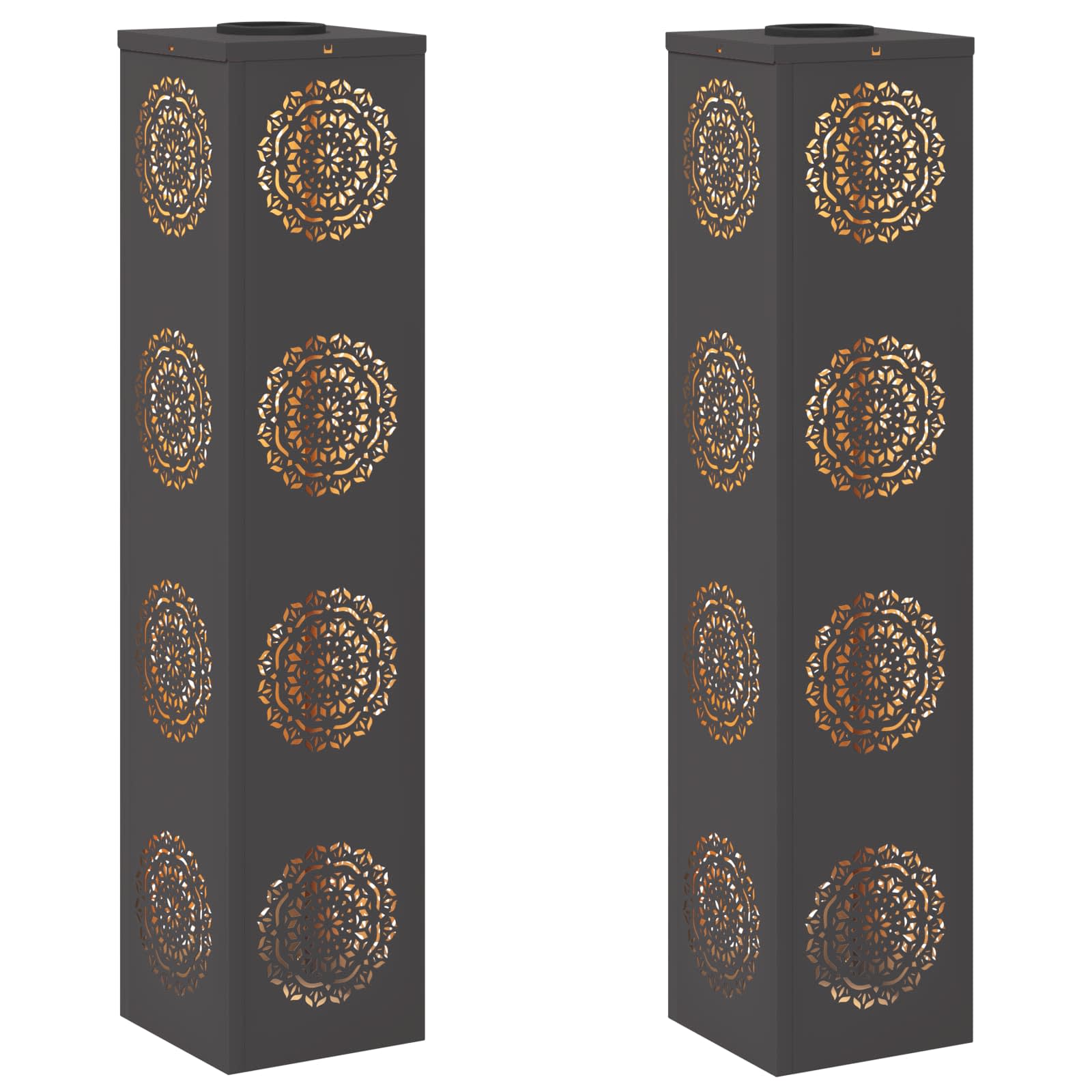 Solar LED Pathway Light 2 pcs Black Cold Rolled Steel