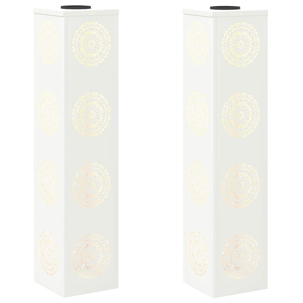 Solar LED Pathway Light 2 pcs White Cold Rolled Steel