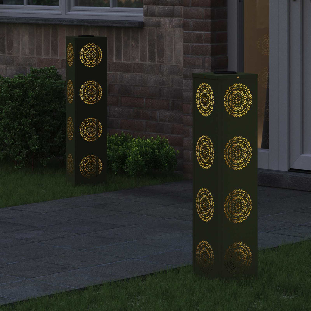 Solar LED Pathway Light 2 pcs Olive Green Cold Rolled Steel