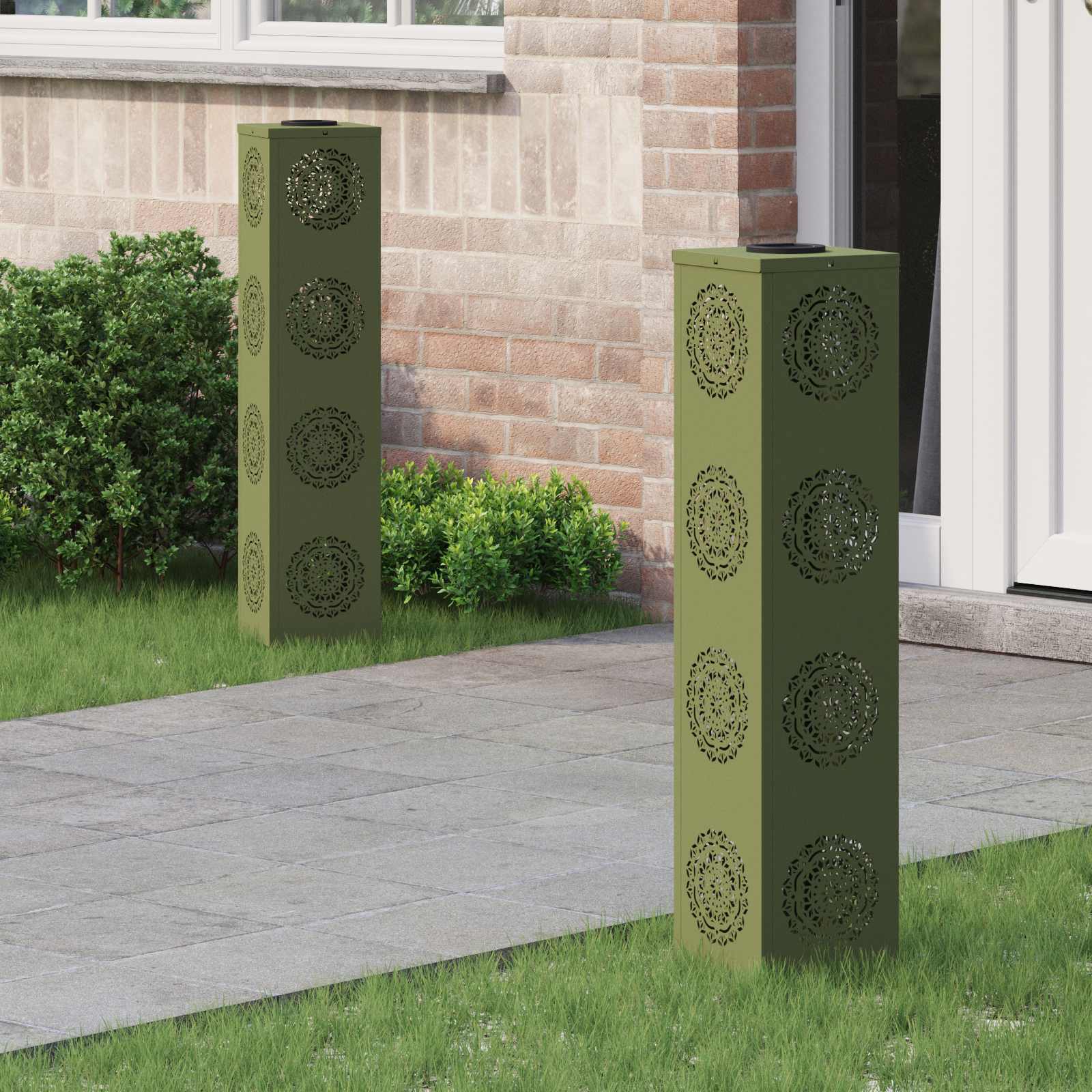 Solar LED Pathway Light 2 pcs Olive Green Cold Rolled Steel