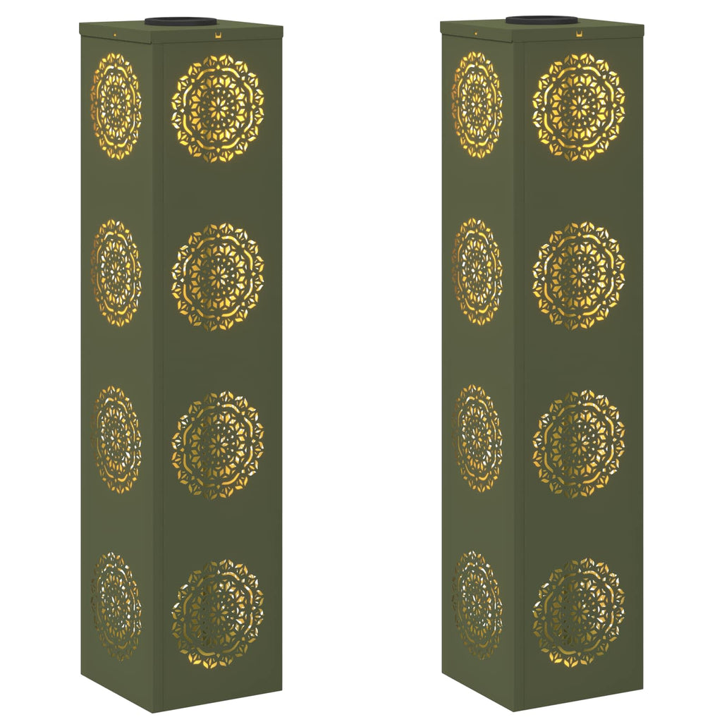 Solar LED Pathway Light 2 pcs Olive Green Cold Rolled Steel