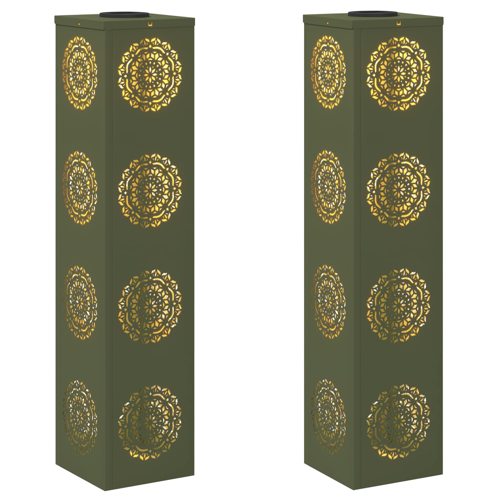 Solar LED Pathway Light 2 pcs Olive Green Cold Rolled Steel