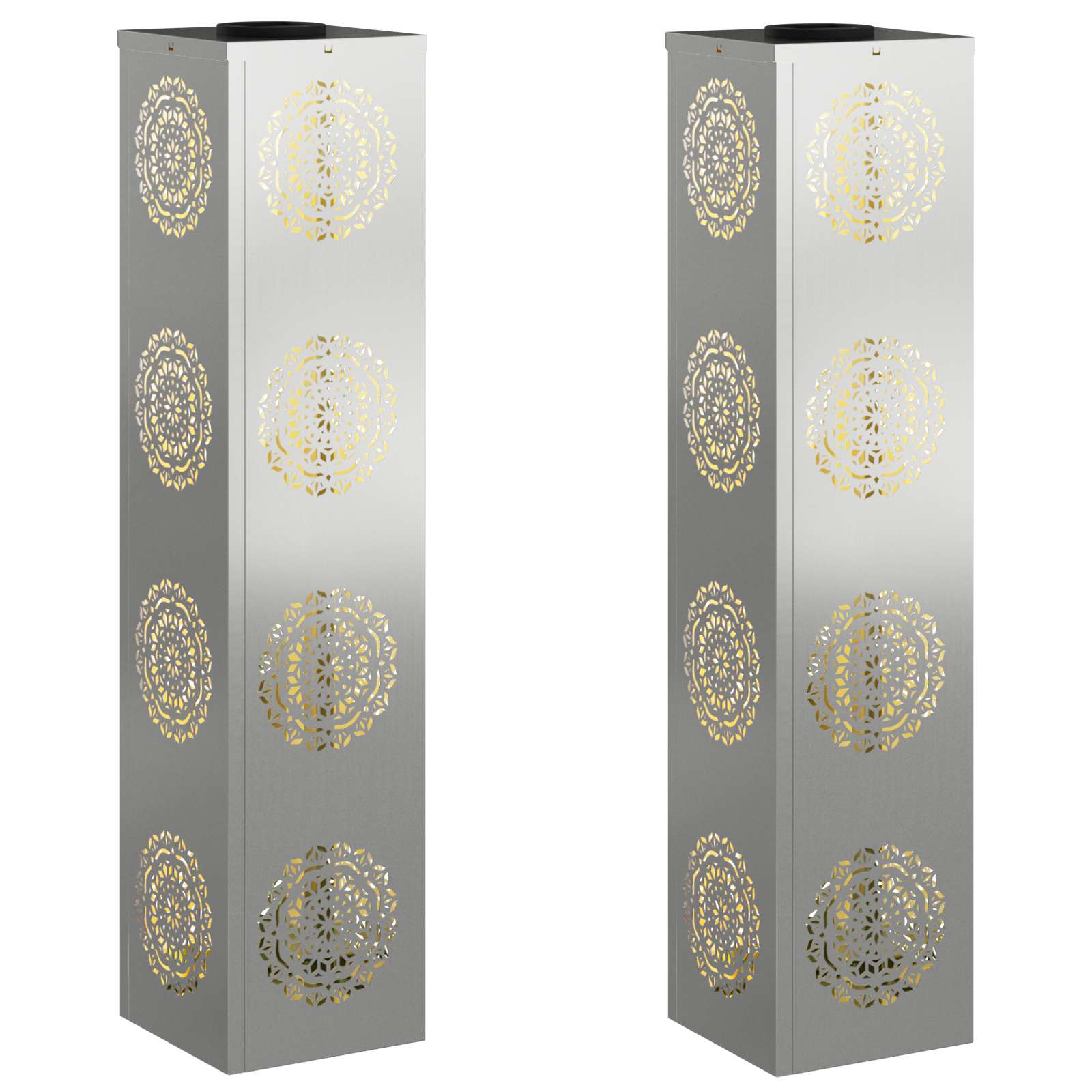 Solar LED Pathway Light 2 pcs Galvanized Galvanized