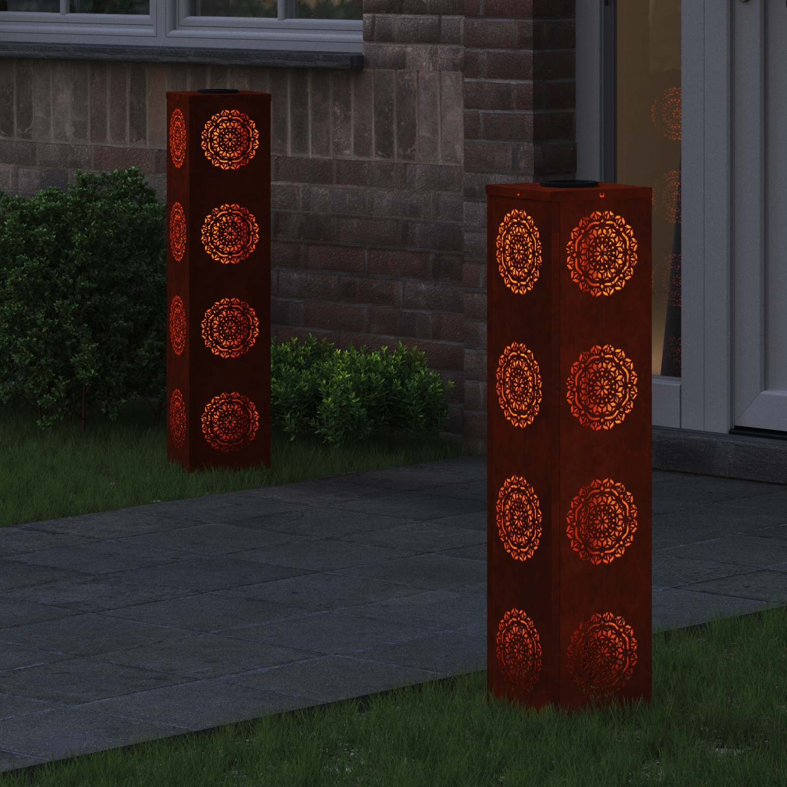 Solar LED Pathway Light 2 pcs Corten Steel Corten Steel