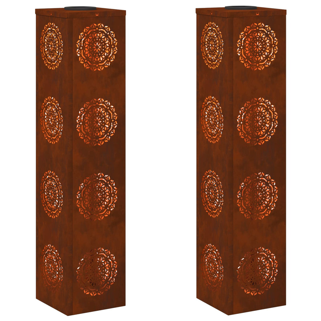 Solar LED Pathway Light 2 pcs Corten Steel Corten Steel