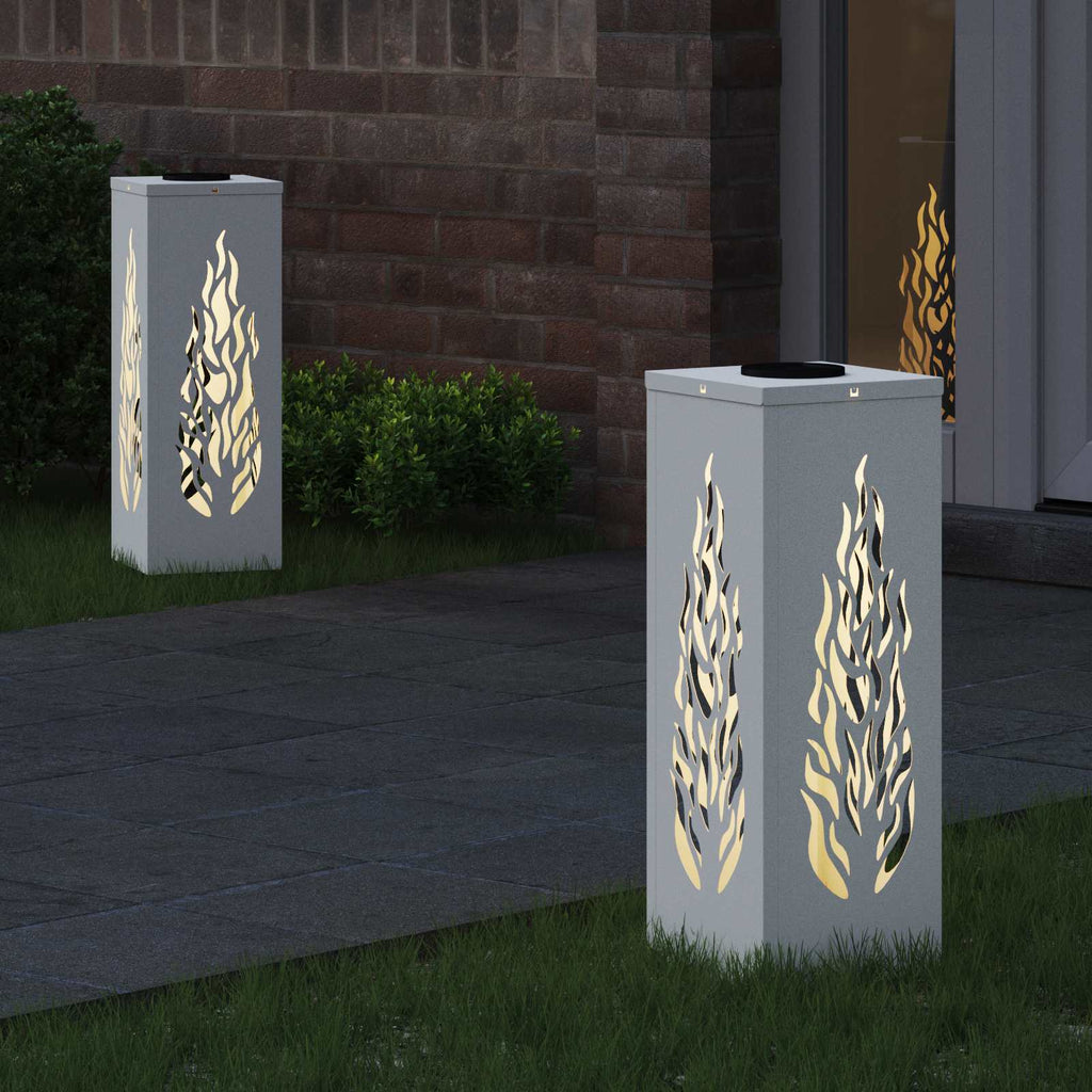 Solar LED Pathway Light 2 pcs White Cold Rolled Steel