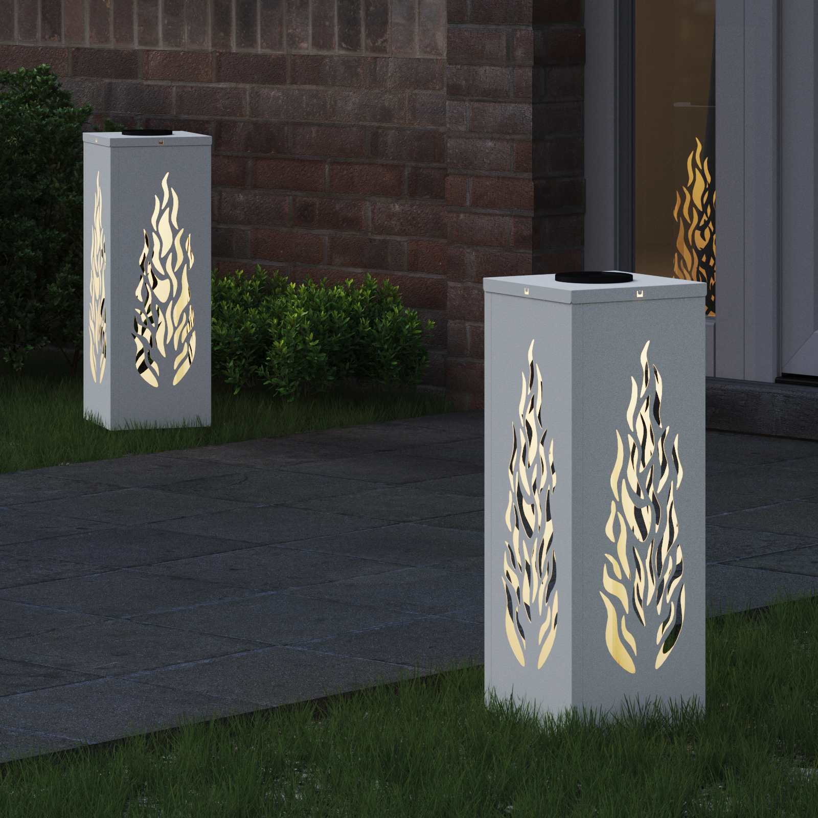 Solar LED Pathway Light 2 pcs White Cold Rolled Steel