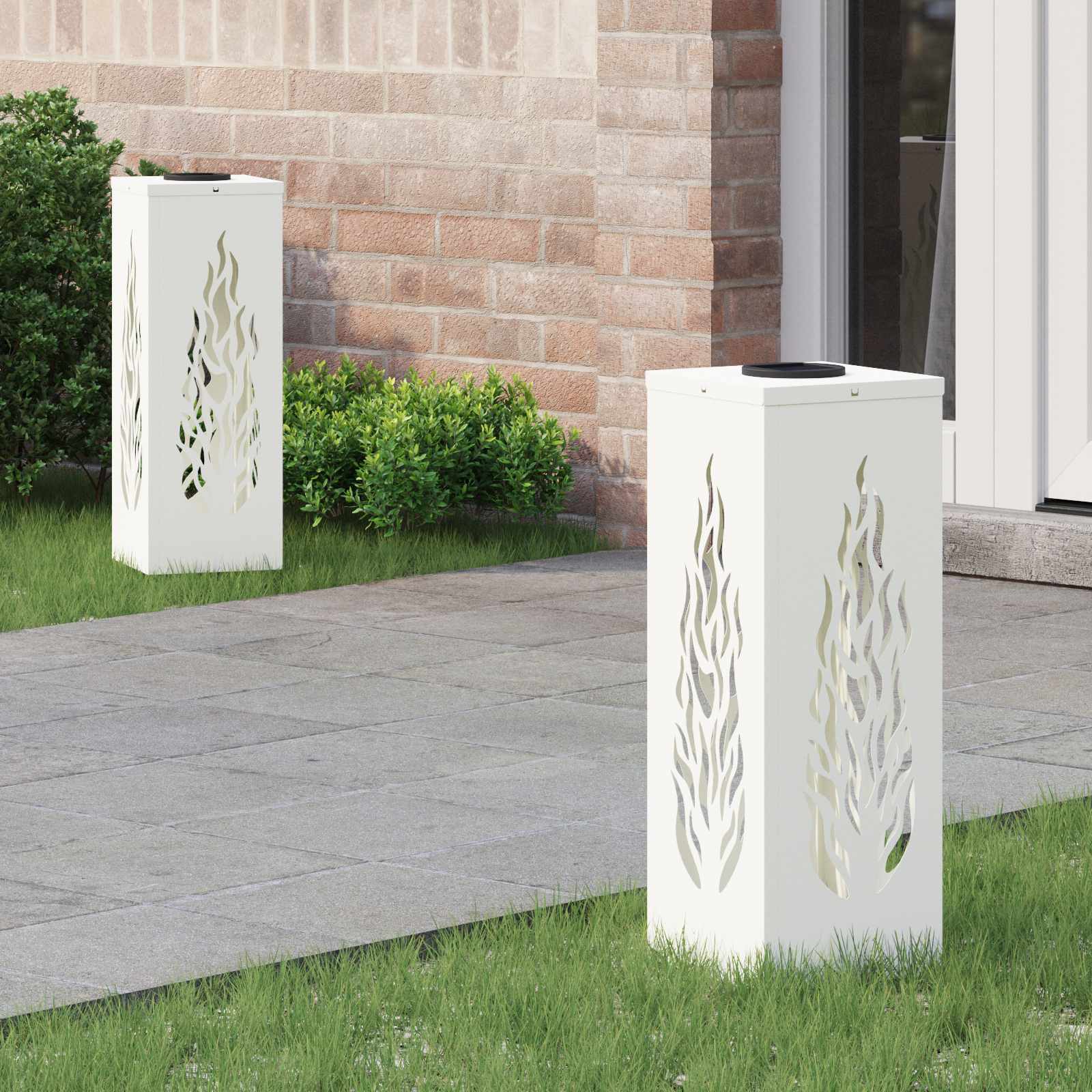 Solar LED Pathway Light 2 pcs White Cold Rolled Steel