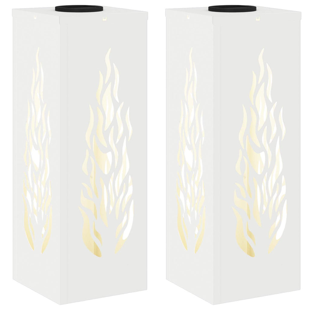 Solar LED Pathway Light 2 pcs White Cold Rolled Steel