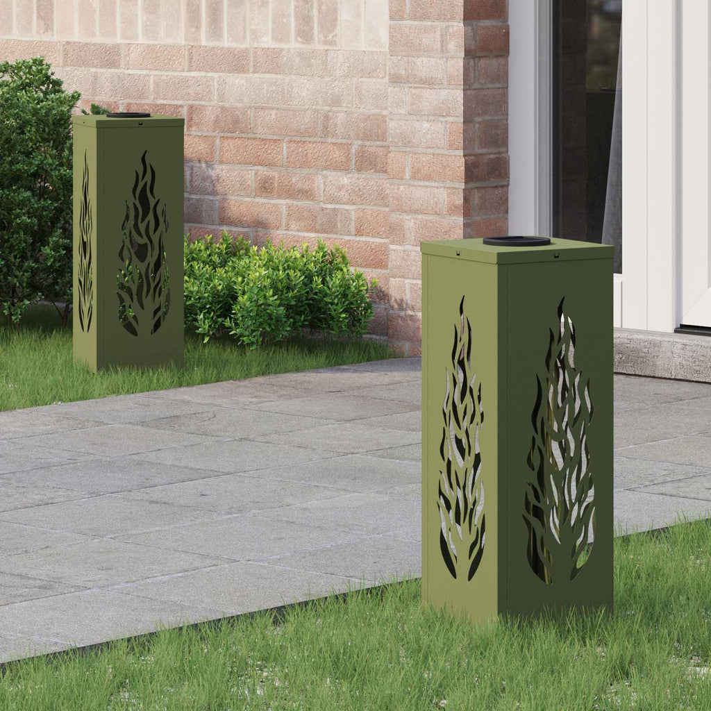 Solar LED Pathway Light 2 pcs Olive Green Cold Rolled Steel