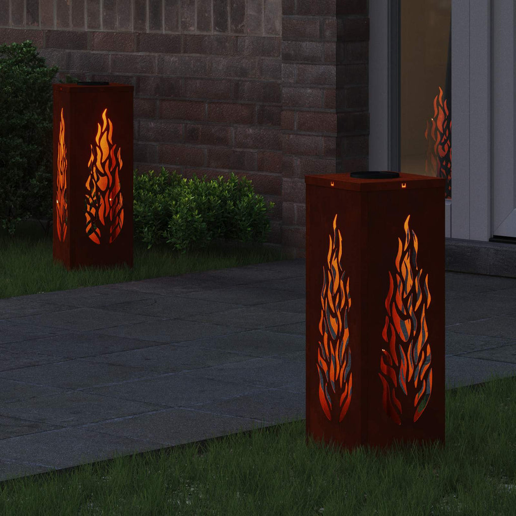 Solar LED Pathway Light 2 pcs Corten Steel Corten Steel
