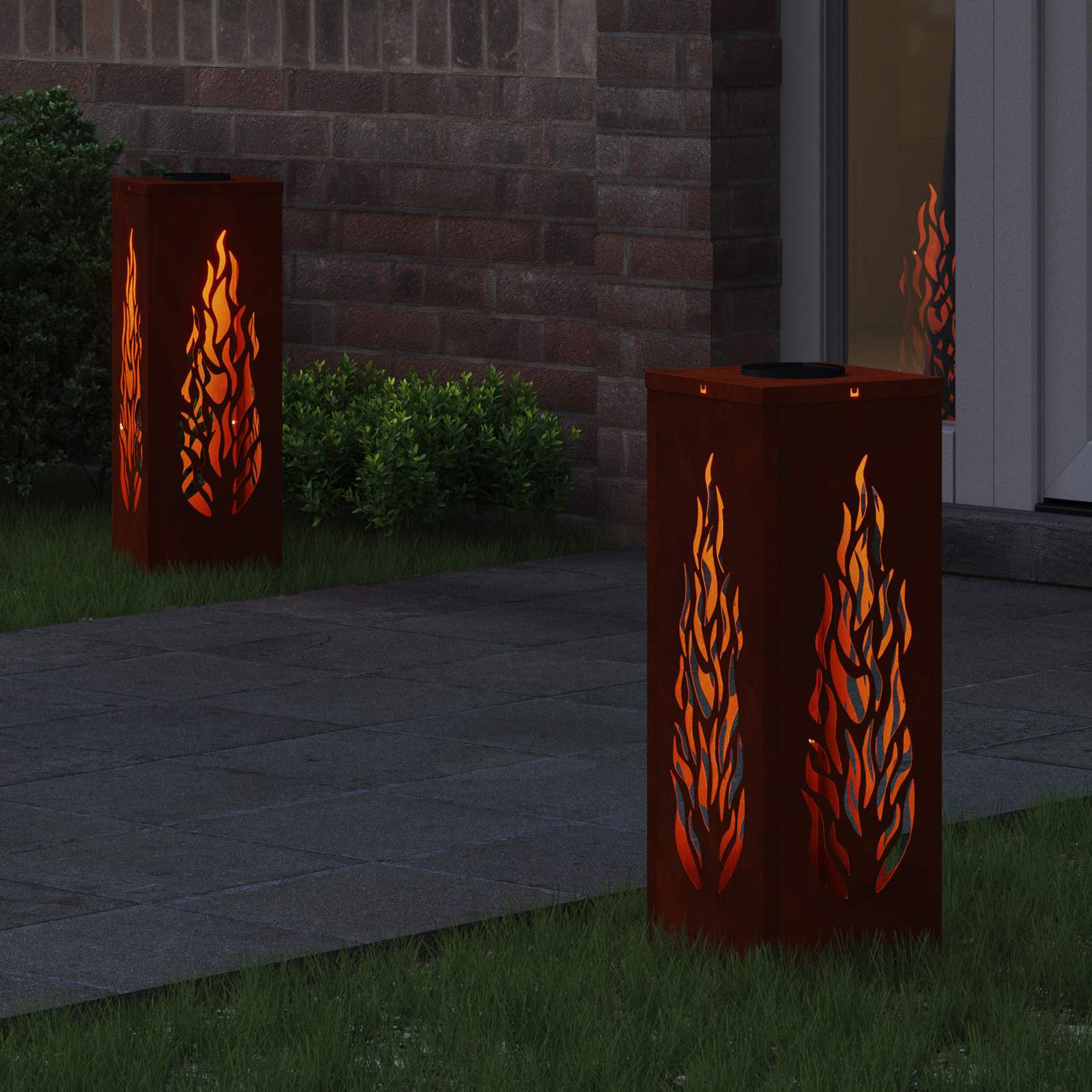 Solar LED Pathway Light 2 pcs Corten Steel Corten Steel