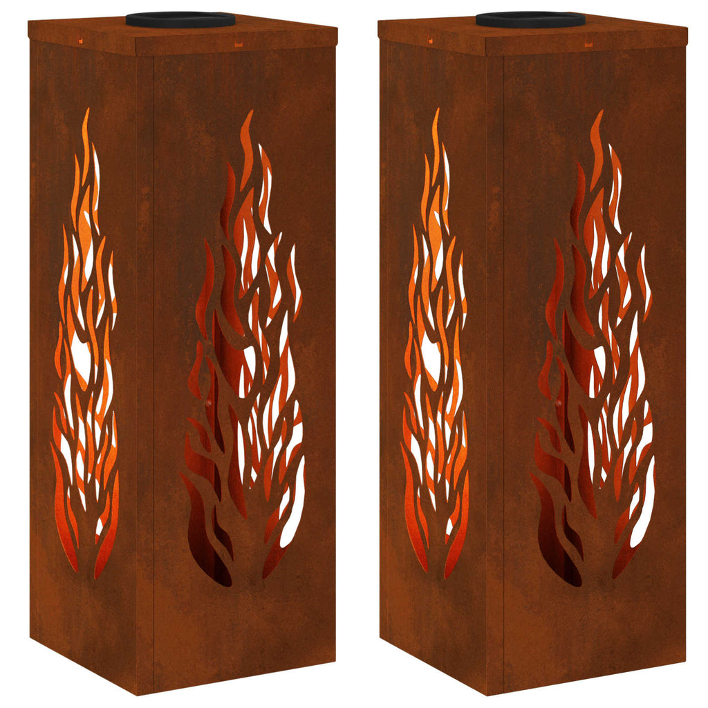 Solar LED Pathway Light 2 pcs Corten Steel Corten Steel