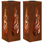 Solar LED Pathway Light 2 pcs Corten Steel Corten Steel