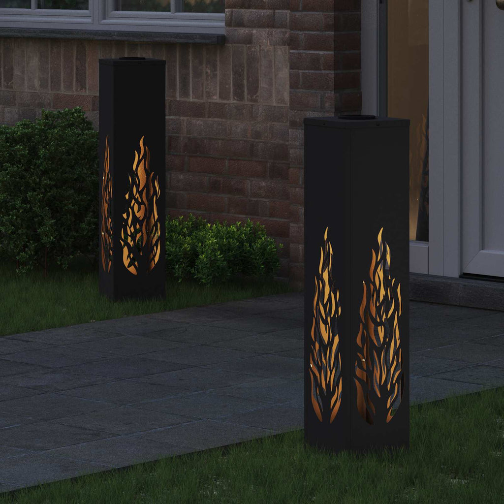 Solar LED Pathway Light 2 pcs Black Cold Rolled Steel