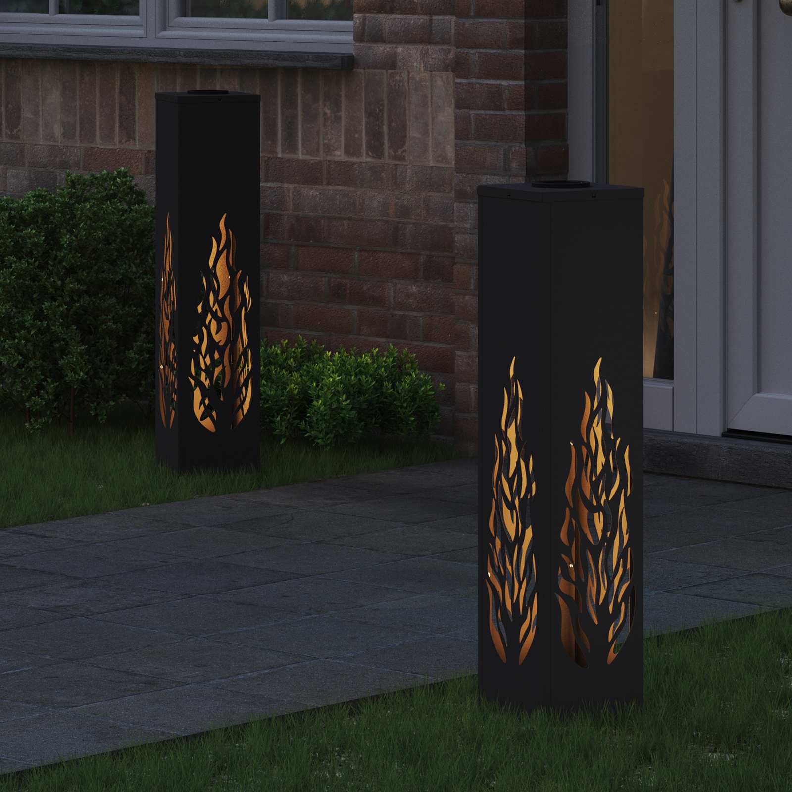 Solar LED Pathway Light 2 pcs Black Cold Rolled Steel