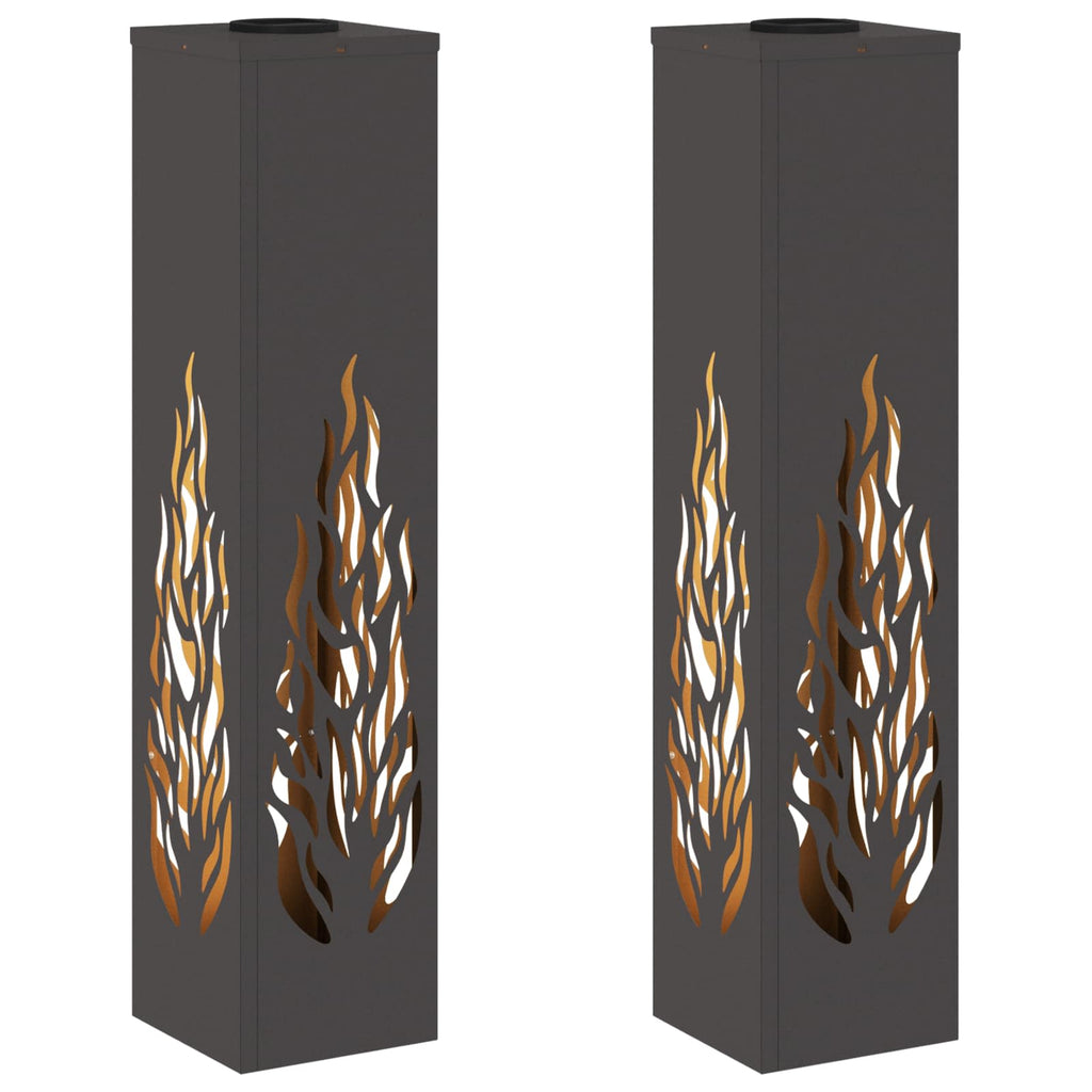 Solar LED Pathway Light 2 pcs Black Cold Rolled Steel