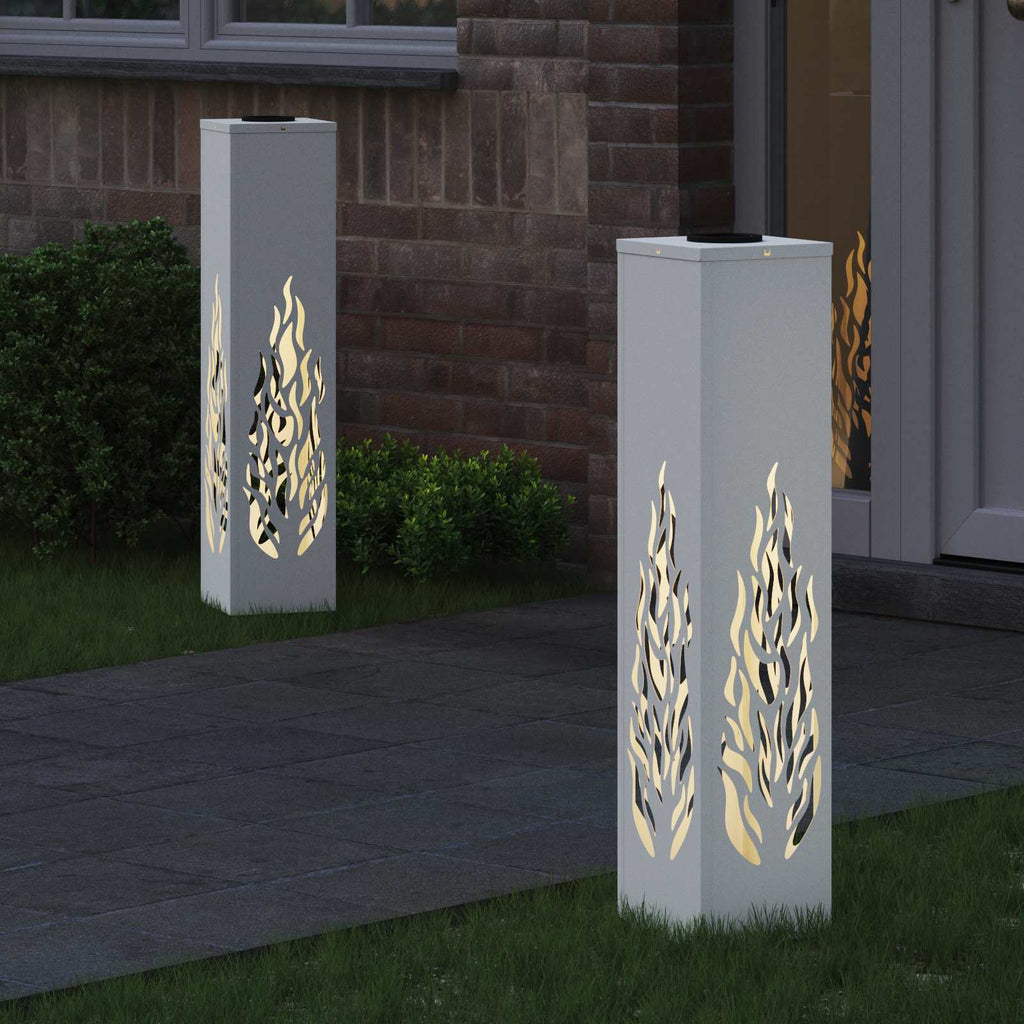 Solar LED Pathway Light 2 pcs White Cold Rolled Steel