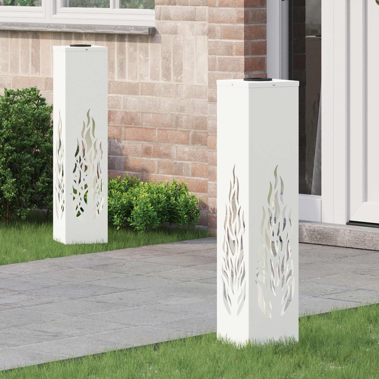 Solar LED Pathway Light 2 pcs White Cold Rolled Steel