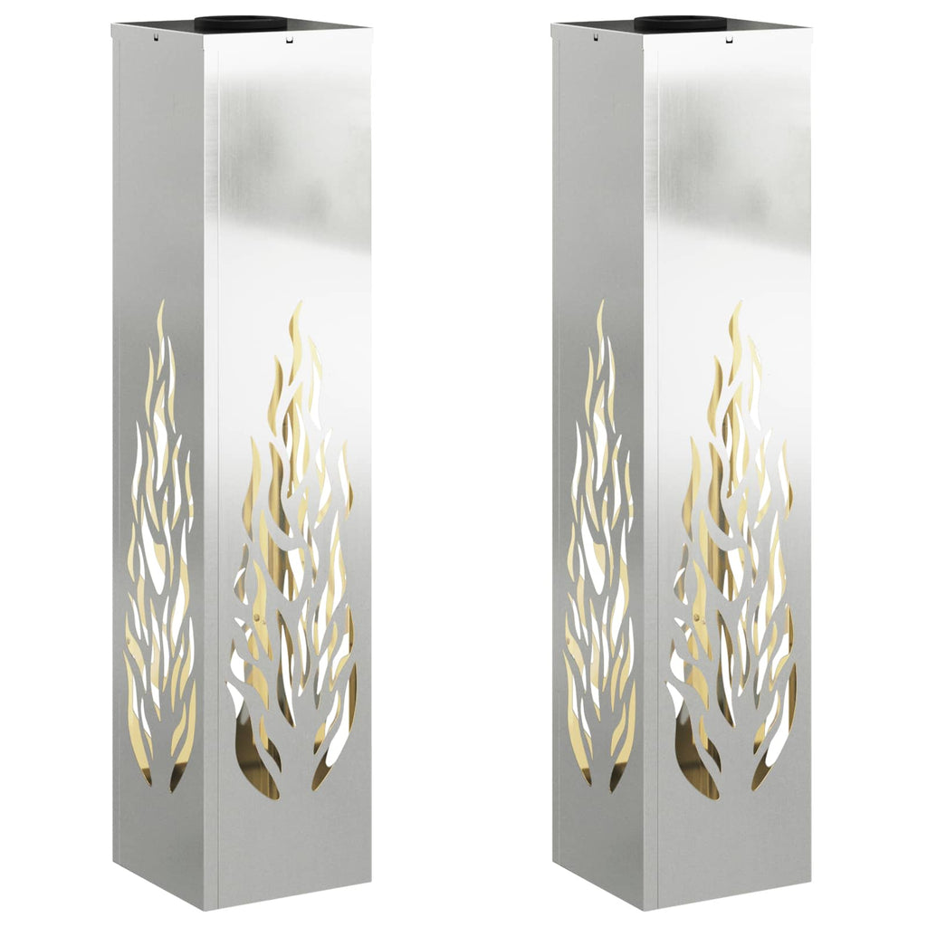 Solar LED Pathway Light 2 pcs Galvanized Galvanized