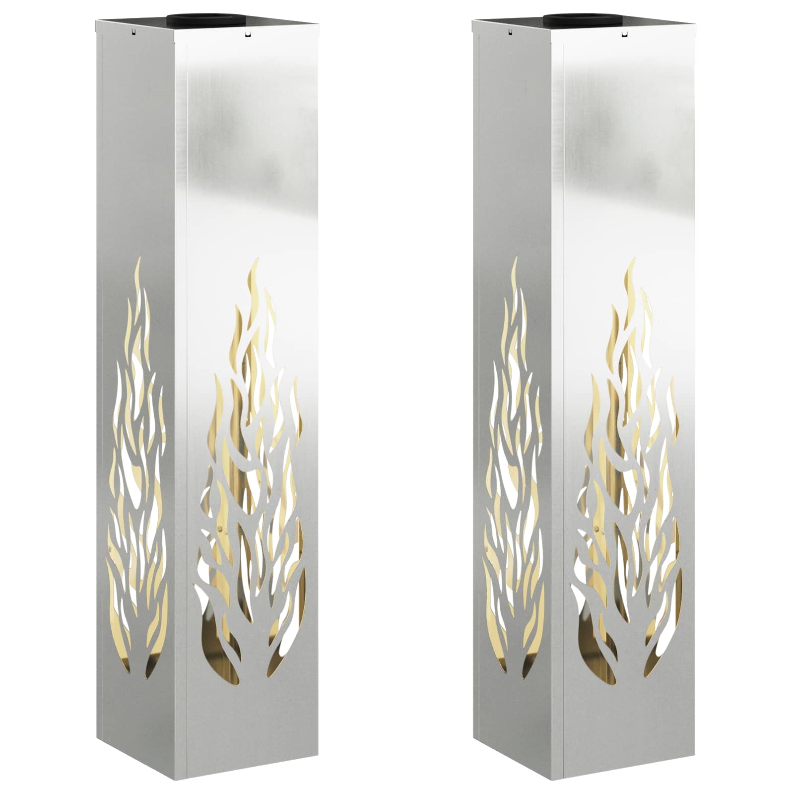 Solar LED Pathway Light 2 pcs Galvanized Galvanized